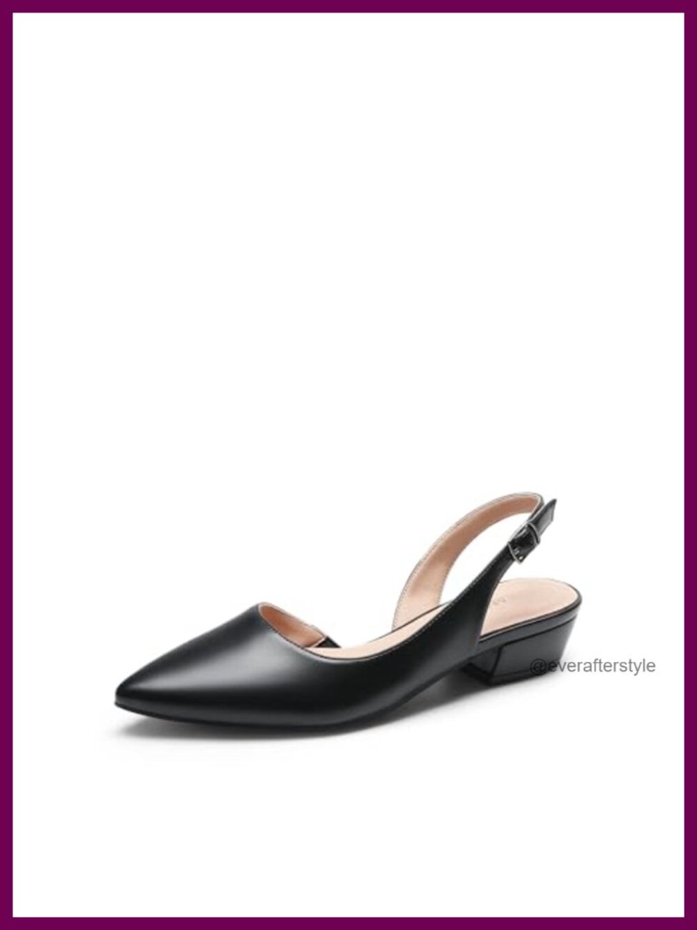 Women's Slingback Flats Dress Shoes Pointed Toe Low Block Heel Pumps